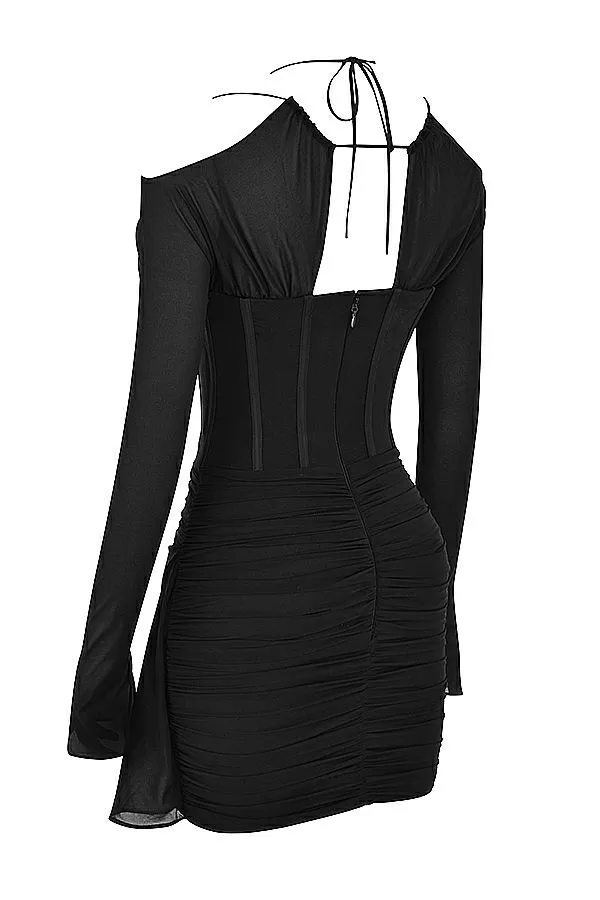 House Of CB Gianna Black Real Silk Corset Mini Dress Women Dresses House Of CB Gianna Black Real Silk Corset Mini Dress Women Dresses