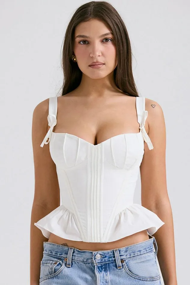 House Of CB Gigou White Peplum Cotton Corset Women Corsets