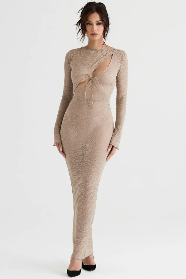 House Of CB Giovanna Stone Floral Lace Maxi Dress Women Dresses House Of CB Giovanna Stone Floral Lace Maxi Dress Women Dresses