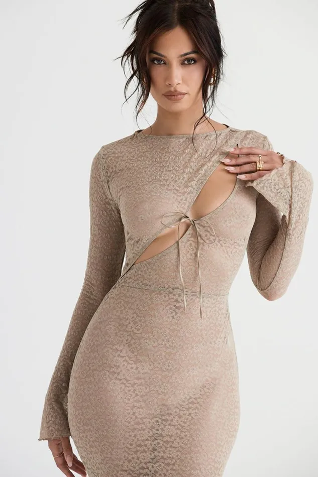 House Of CB Giovanna Stone Floral Lace Maxi Dress Women Dresses House Of CB Giovanna Stone Floral Lace Maxi Dress Women Dresses