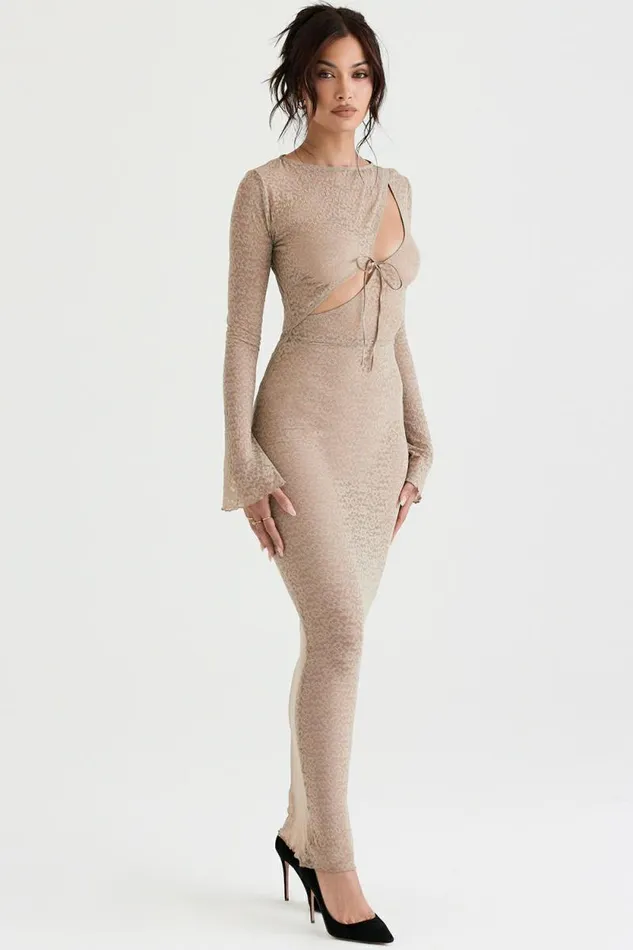 House Of CB Giovanna Stone Floral Lace Maxi Dress Women Dresses House Of CB Giovanna Stone Floral Lace Maxi Dress Women Dresses