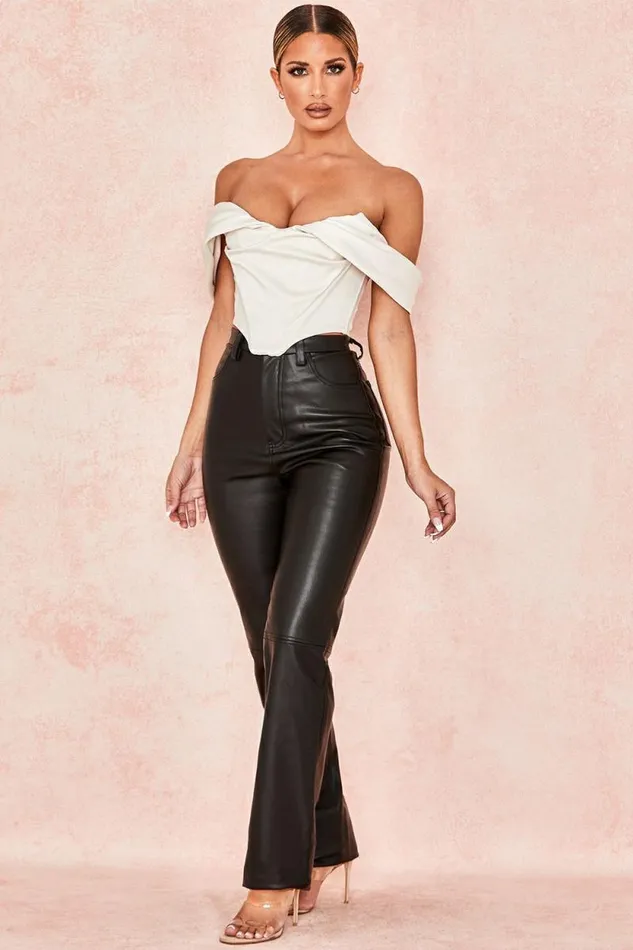 House Of CB Inaya Black Stretch Vegan Leather Trousers Women Bottoms House Of CB Inaya Black Stretch Vegan Leather Trousers Women Bottoms