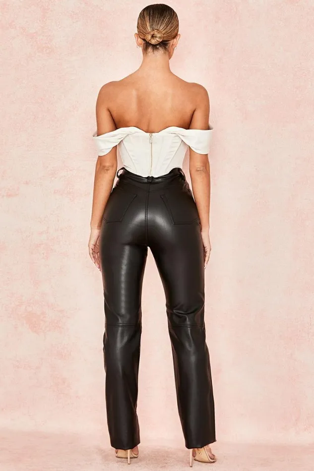 House Of CB Inaya Black Stretch Vegan Leather Trousers Women Bottoms House Of CB Inaya Black Stretch Vegan Leather Trousers Women Bottoms