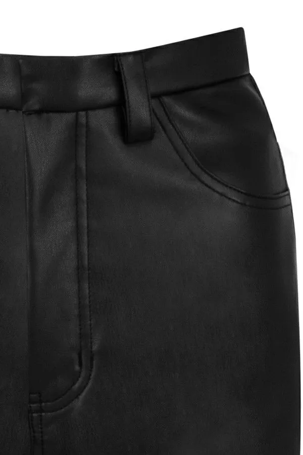 House Of CB Inaya Black Stretch Vegan Leather Trousers Women Bottoms House Of CB Inaya Black Stretch Vegan Leather Trousers Women Bottoms