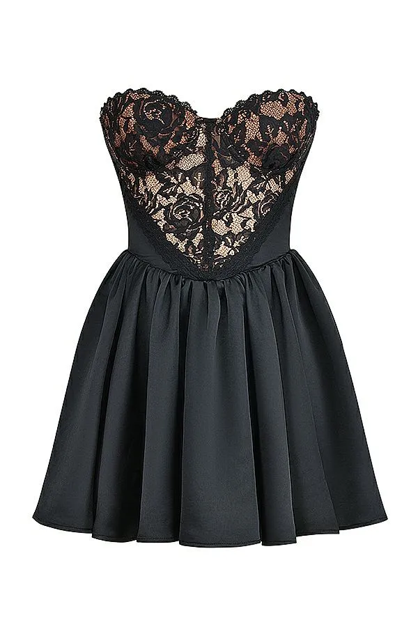 House Of CB Jadore Black Lace And Satin Strapless Mini Dress Women Dresses House Of CB Jadore Black Lace And Satin Strapless Mini Dress Women Dresses