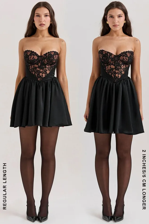 House Of CB Jadore Black Lace And Satin Strapless Mini Dress Women Dresses House Of CB Jadore Black Lace And Satin Strapless Mini Dress Women Dresses