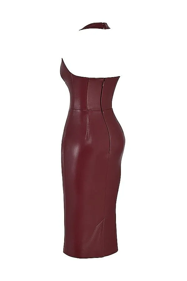 House Of CB Jaquetta Wine Vegan Leather Midi Dress Women Dresses House Of CB Jaquetta Wine Vegan Leather Midi Dress Women Dresses
