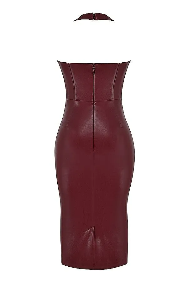House Of CB Jaquetta Wine Vegan Leather Midi Dress Women Dresses House Of CB Jaquetta Wine Vegan Leather Midi Dress Women Dresses