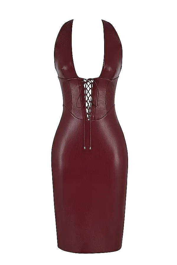 House Of CB Jaquetta Wine Vegan Leather Midi Dress Women Dresses House Of CB Jaquetta Wine Vegan Leather Midi Dress Women Dresses