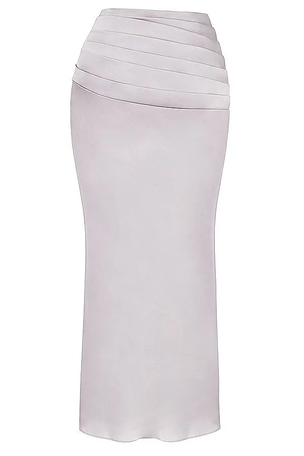 House Of CB Jia Grey Satin Gathered Maxi Skirt Women Bottoms House Of CB Jia Grey Satin Gathered Maxi Skirt Women Bottoms