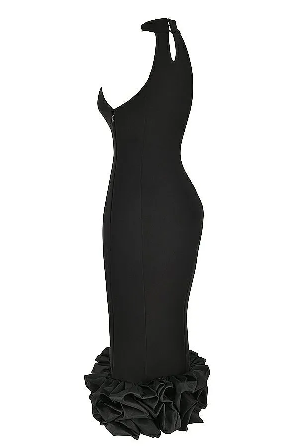 House Of CB Juniper Black Peplum Midi Dress Women Dresses House Of CB Juniper Black Peplum Midi Dress Women Dresses