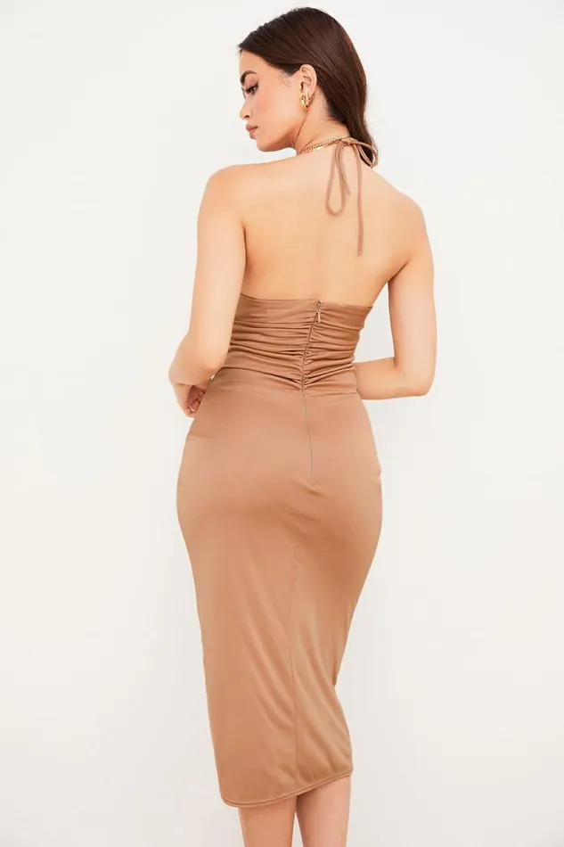 House Of CB Kasia Caramel Cutout Midi Dress Women Dresses House Of CB Kasia Caramel Cutout Midi Dress Women Dresses