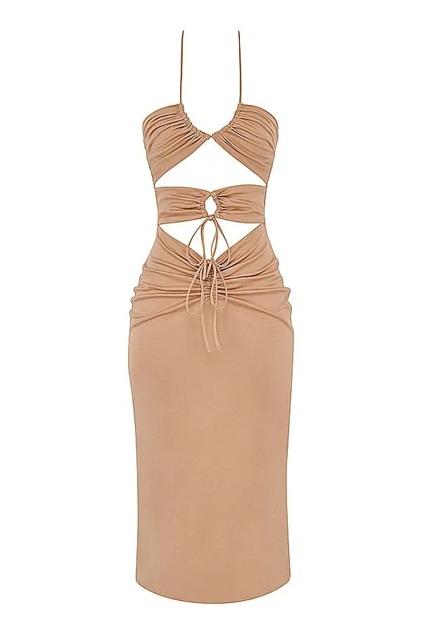 House Of CB Kasia Caramel Cutout Midi Dress Women Dresses House Of CB Kasia Caramel Cutout Midi Dress Women Dresses