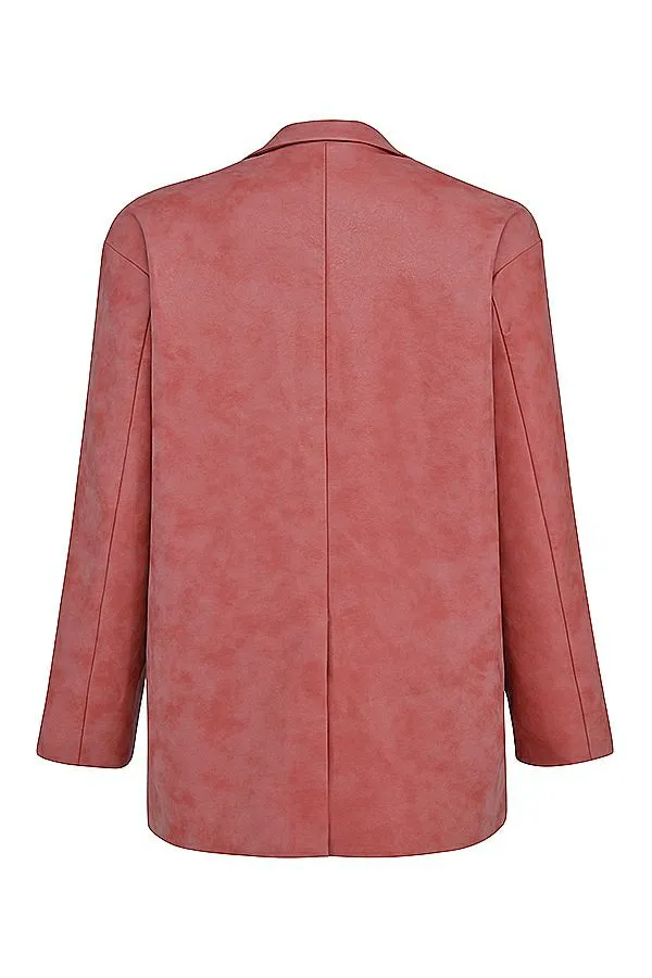 House Of CB Kiera Warm Pink Vegan Leather Oversized Blazer Women Outerwear House Of CB Kiera Warm Pink Vegan Leather Oversized Blazer Women Outerwear