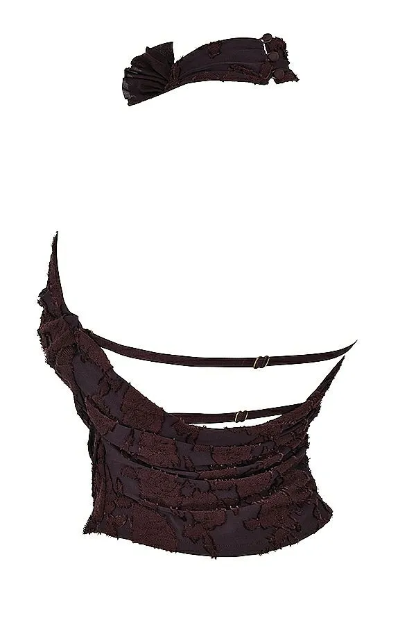 House Of CB Kyra Cocoa Halter Top Women Tops