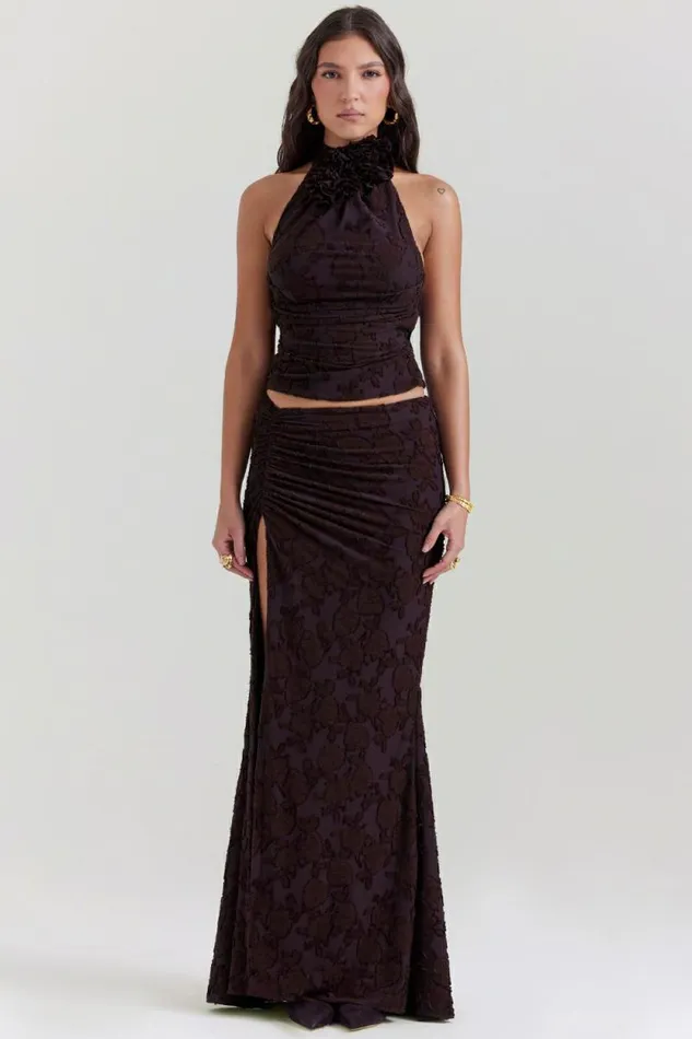 House Of CB Kyra Cocoa Halter Top Women Tops