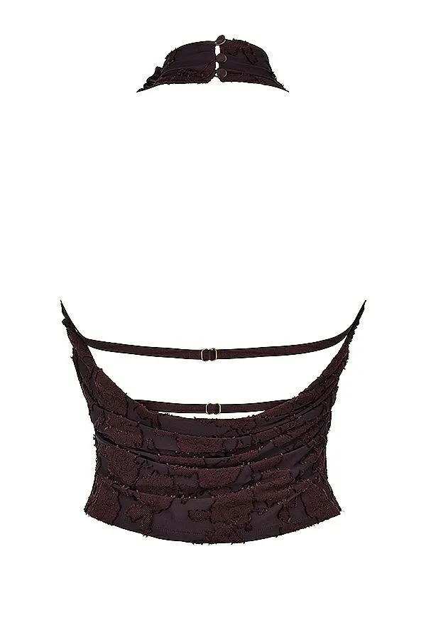 House Of CB Kyra Cocoa Halter Top Women Tops