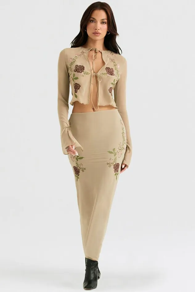 House Of CB Lailah Artichoke Floral Maxi Skirt Women Bottoms