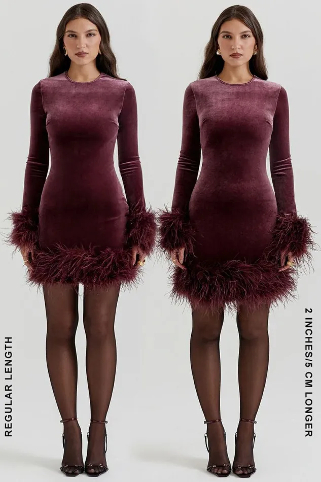House Of CB Lavinia Mulberry Velvet Mini Dress Women Dresses House Of CB Lavinia Mulberry Velvet Mini Dress Women Dresses