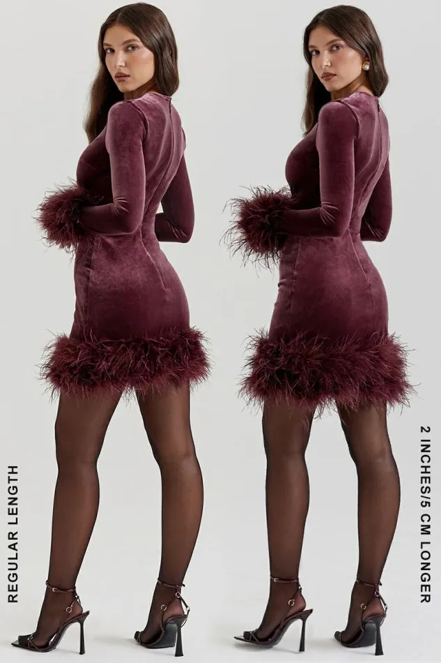 House Of CB Lavinia Mulberry Velvet Mini Dress Women Dresses House Of CB Lavinia Mulberry Velvet Mini Dress Women Dresses