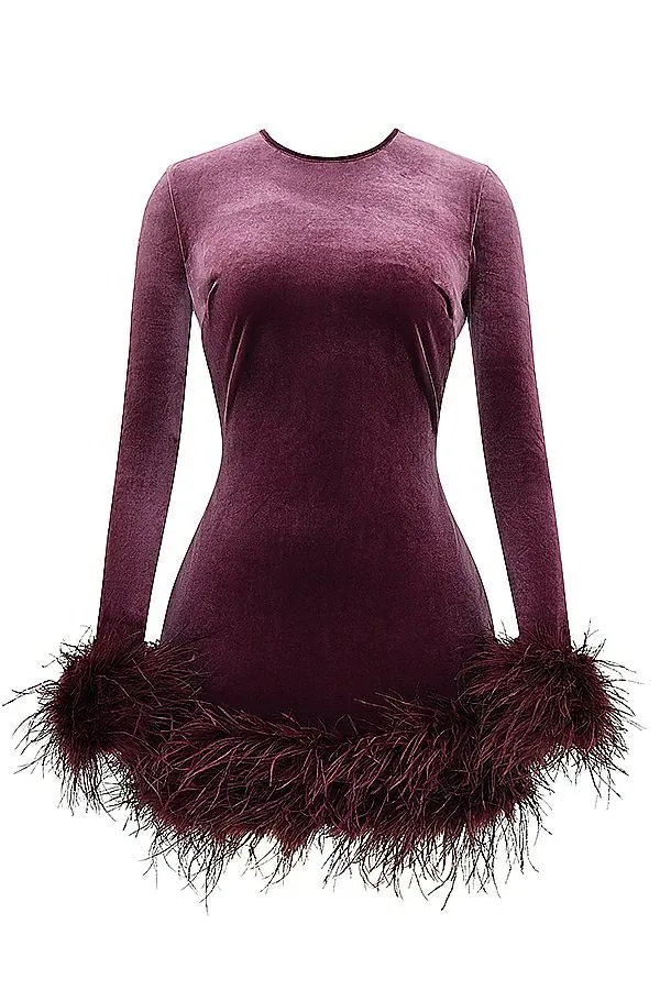 House Of CB Lavinia Mulberry Velvet Mini Dress Women Dresses House Of CB Lavinia Mulberry Velvet Mini Dress Women Dresses