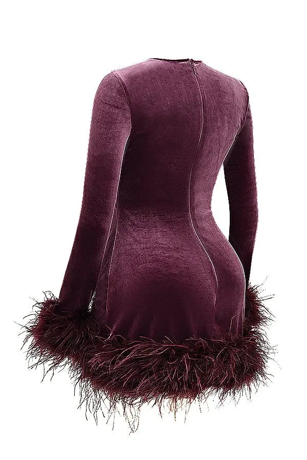 House Of CB Lavinia Mulberry Velvet Mini Dress Women Dresses House Of CB Lavinia Mulberry Velvet Mini Dress Women Dresses