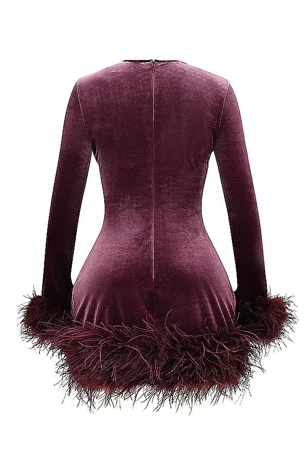 House Of CB Lavinia Mulberry Velvet Mini Dress Women Dresses House Of CB Lavinia Mulberry Velvet Mini Dress Women Dresses