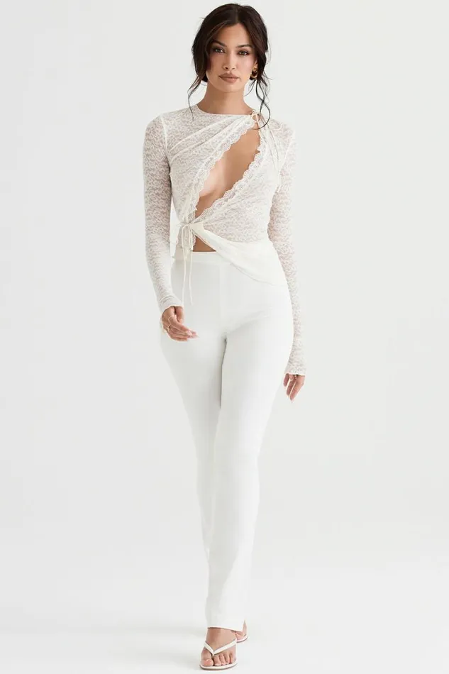 House Of CB Leala Ivory Floral Lace Trim Top Women Tops House Of CB Leala Ivory Floral Lace Trim Top Women Tops