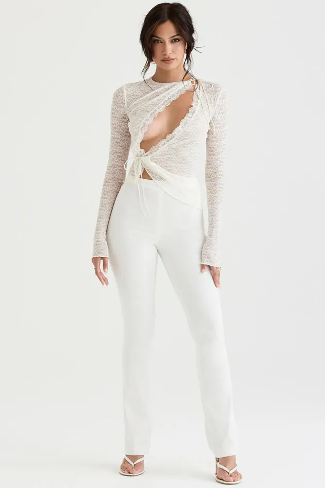 House Of CB Leala Ivory Floral Lace Trim Top Women Tops House Of CB Leala Ivory Floral Lace Trim Top Women Tops