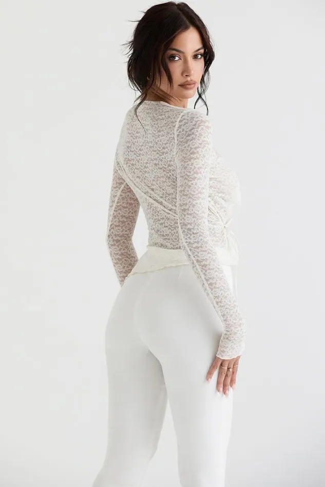 House Of CB Leala Ivory Floral Lace Trim Top Women Tops House Of CB Leala Ivory Floral Lace Trim Top Women Tops