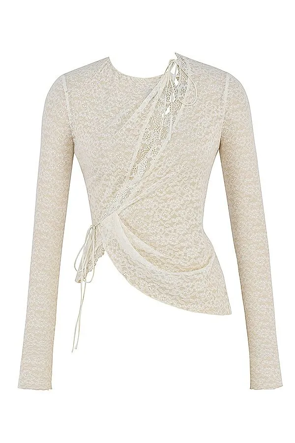 House Of CB Leala Ivory Floral Lace Trim Top Women Tops House Of CB Leala Ivory Floral Lace Trim Top Women Tops