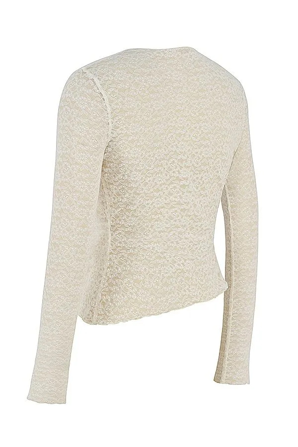 House Of CB Leala Ivory Floral Lace Trim Top Women Tops House Of CB Leala Ivory Floral Lace Trim Top Women Tops