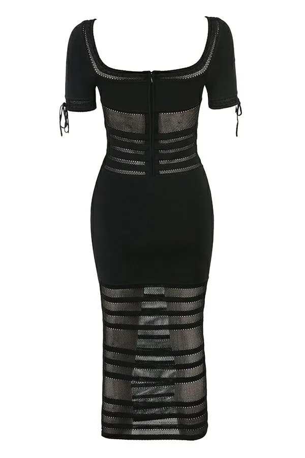 House Of CB Lilla Black Openwork Knit Midi Dress Women Dresses House Of CB Lilla Black Openwork Knit Midi Dress Women Dresses