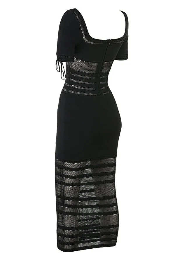 House Of CB Lilla Black Openwork Knit Midi Dress Women Dresses House Of CB Lilla Black Openwork Knit Midi Dress Women Dresses