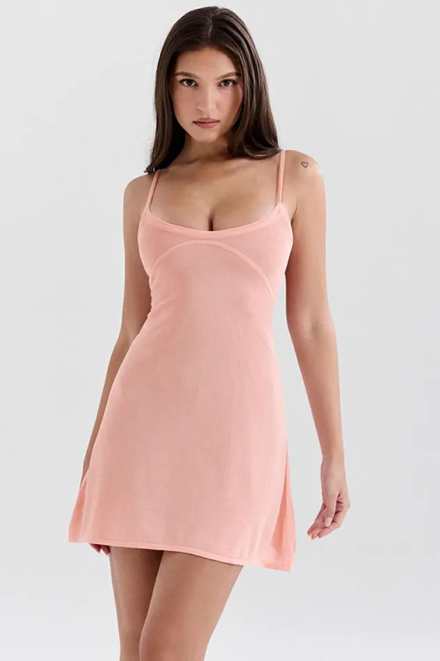 House Of CB Lorenza Primrose Sheer Knit Mini Dress Women Dresses