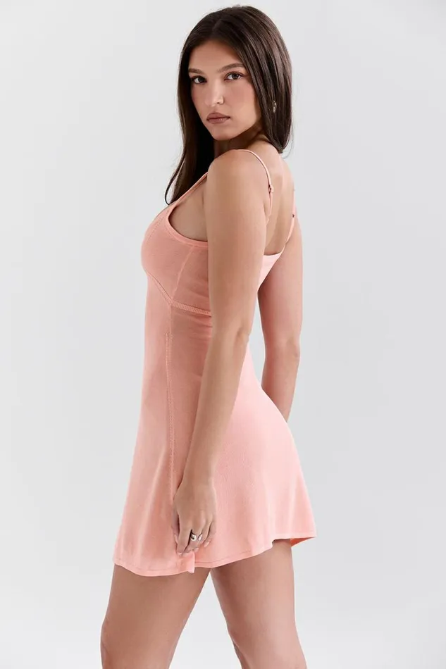 House Of CB Lorenza Primrose Sheer Knit Mini Dress Women Dresses