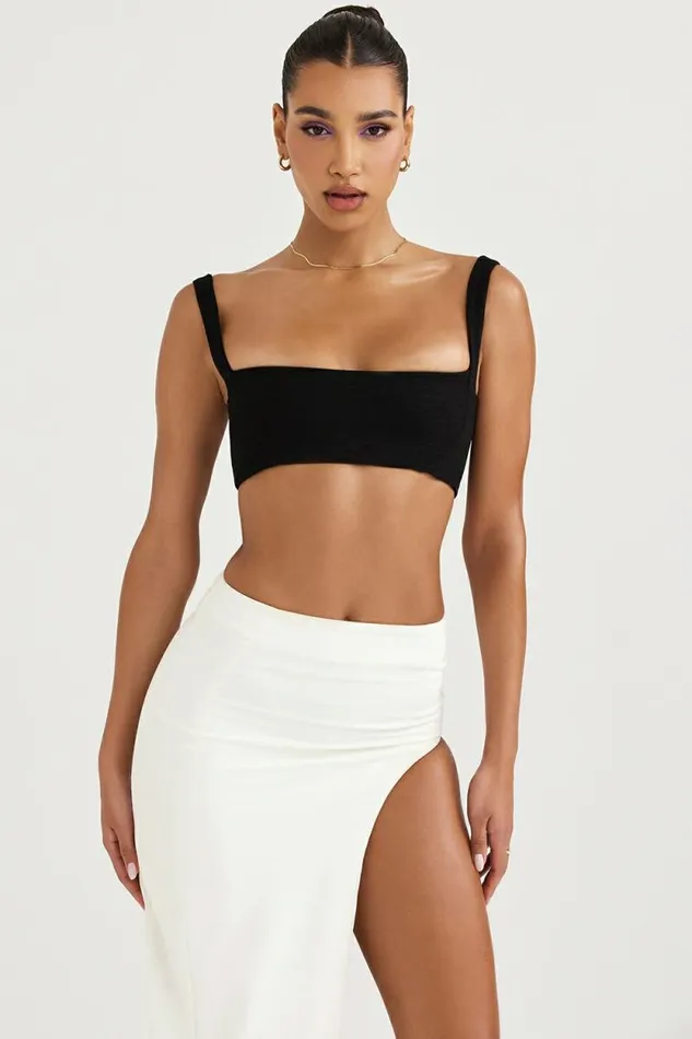 House Of CB Luciana Black Pleated Bandeau Top Women Tops House Of CB Luciana Black Pleated Bandeau Top Women Tops