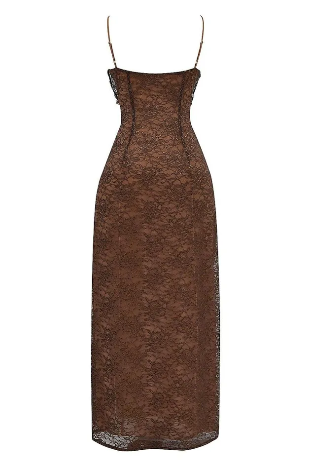 House Of CB Lucianna Espresso Lace Maxi Dress Women Dresses House Of CB Lucianna Espresso Lace Maxi Dress Women Dresses
