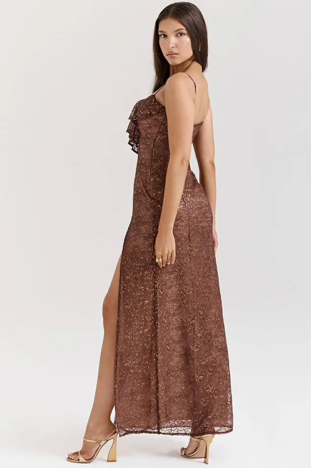 House Of CB Lucianna Espresso Lace Maxi Dress Women Dresses House Of CB Lucianna Espresso Lace Maxi Dress Women Dresses