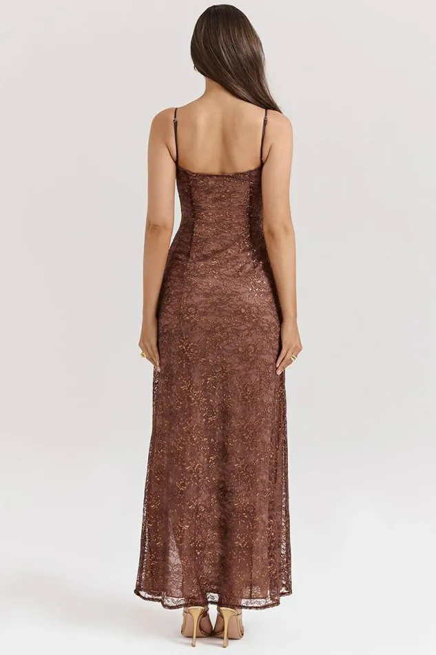 House Of CB Lucianna Espresso Lace Maxi Dress Women Dresses House Of CB Lucianna Espresso Lace Maxi Dress Women Dresses