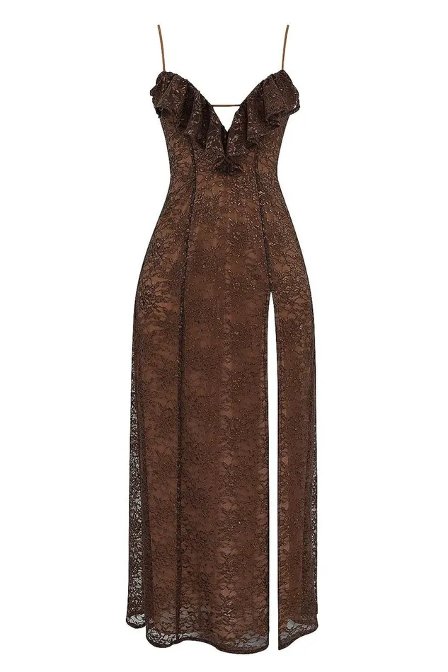 House Of CB Lucianna Espresso Lace Maxi Dress Women Dresses House Of CB Lucianna Espresso Lace Maxi Dress Women Dresses
