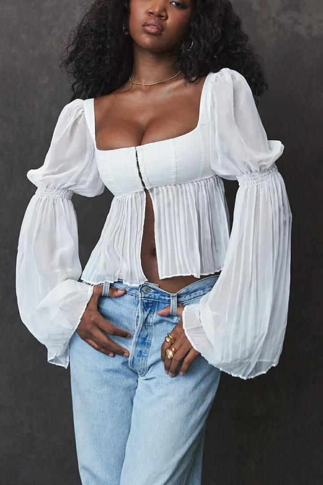 House Of CB Lucie White Pleated Top Women Corsets