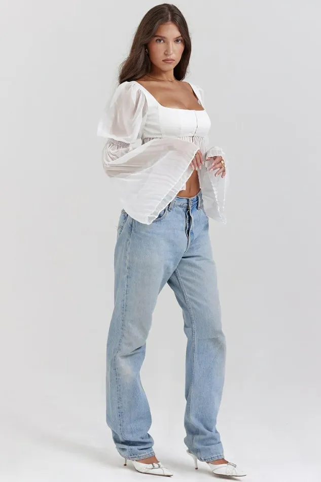 House Of CB Lucie White Pleated Top Women Corsets