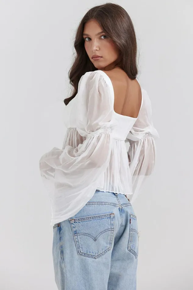 House Of CB Lucie White Pleated Top Women Corsets