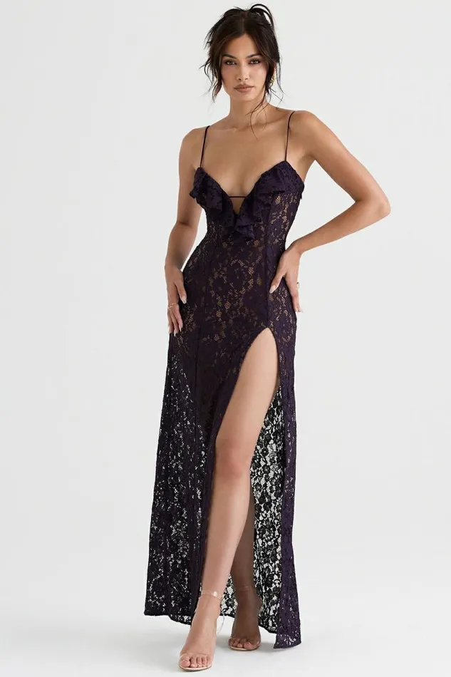 House Of CB Malia Night Shade Lace Maxi Dress Women Dresses
