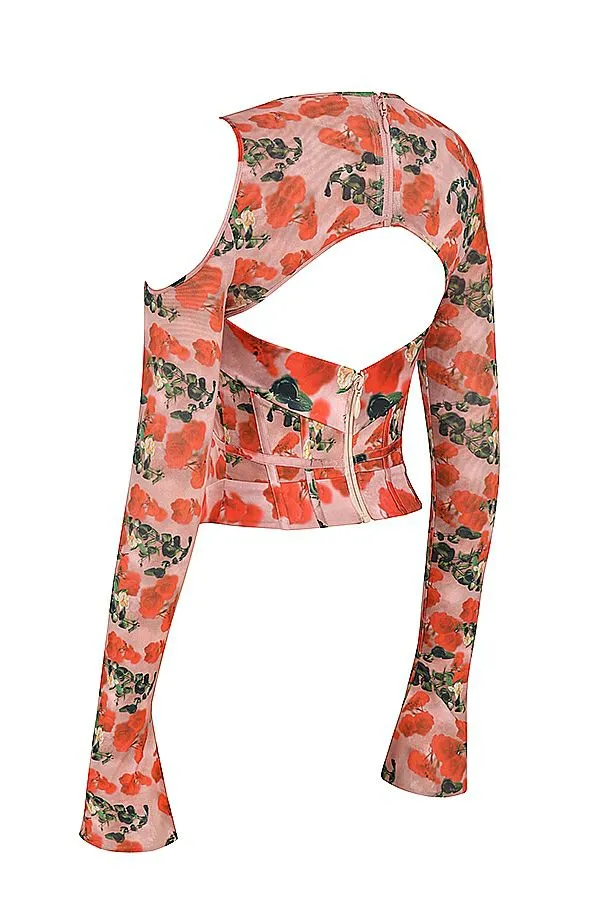 House Of CB Malina Rose Print Cutout Corset Top Women Corsets House Of CB Malina Rose Print Cutout Corset Top Women Corsets