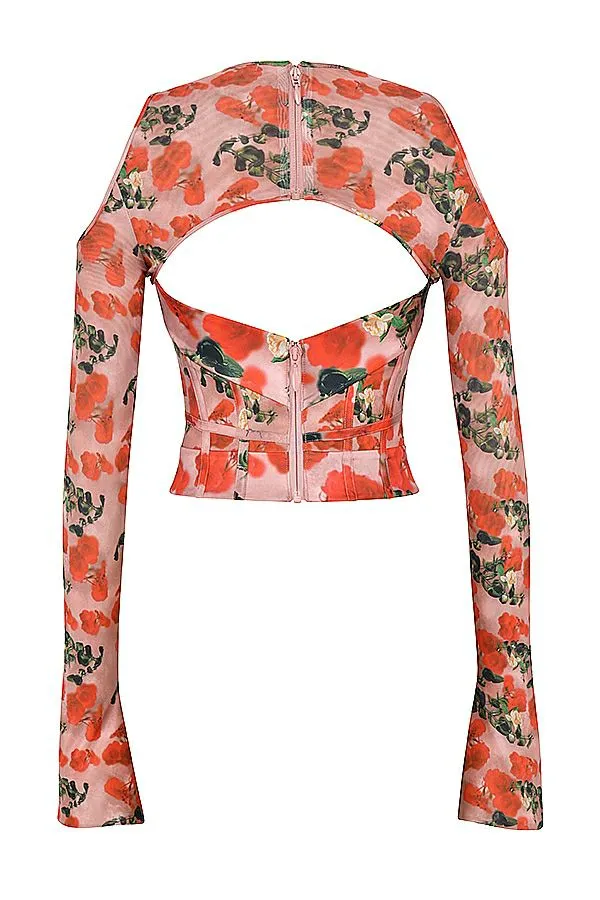 House Of CB Malina Rose Print Cutout Corset Top Women Corsets House Of CB Malina Rose Print Cutout Corset Top Women Corsets