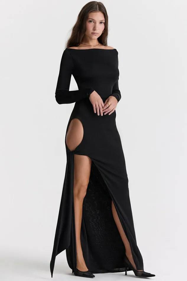 House Of CB Marella Black Cutout Maxi Dress Women Dresses