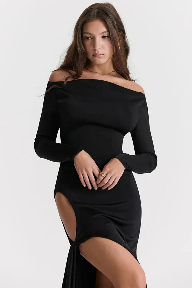 House Of CB Marella Black Cutout Maxi Dress Women Dresses
