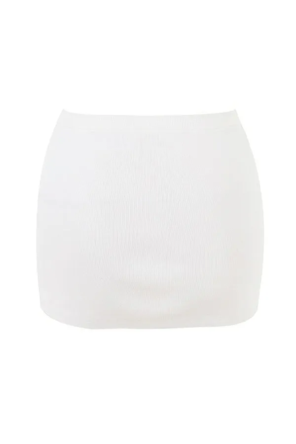 House Of CB Mariella White Knit Mini Skirt Women Bottoms